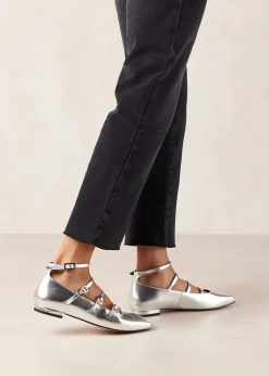 Luke Shimmer Silver Leather Ballet Flats
