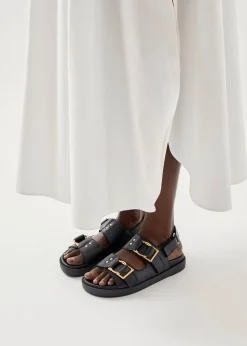Maui Black Leather Sandals