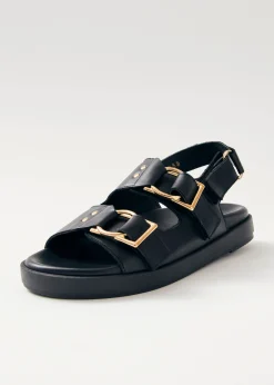 Maui Black Leather Sandals