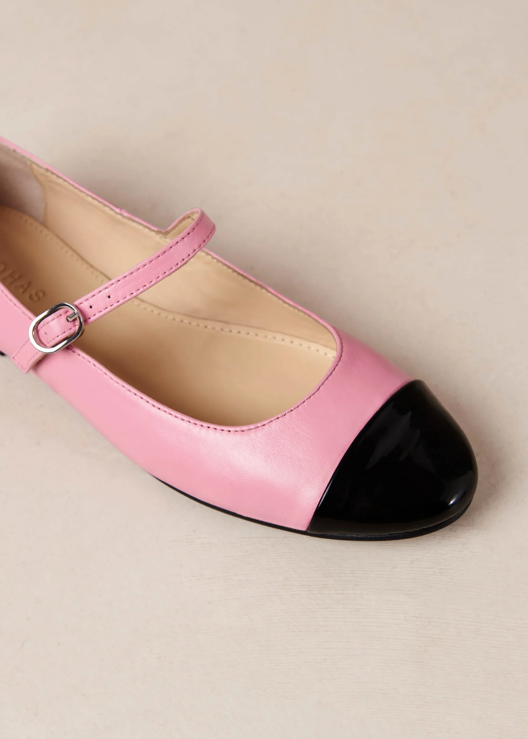 Musa Bicolor Black Pink Leather Ballet Flats