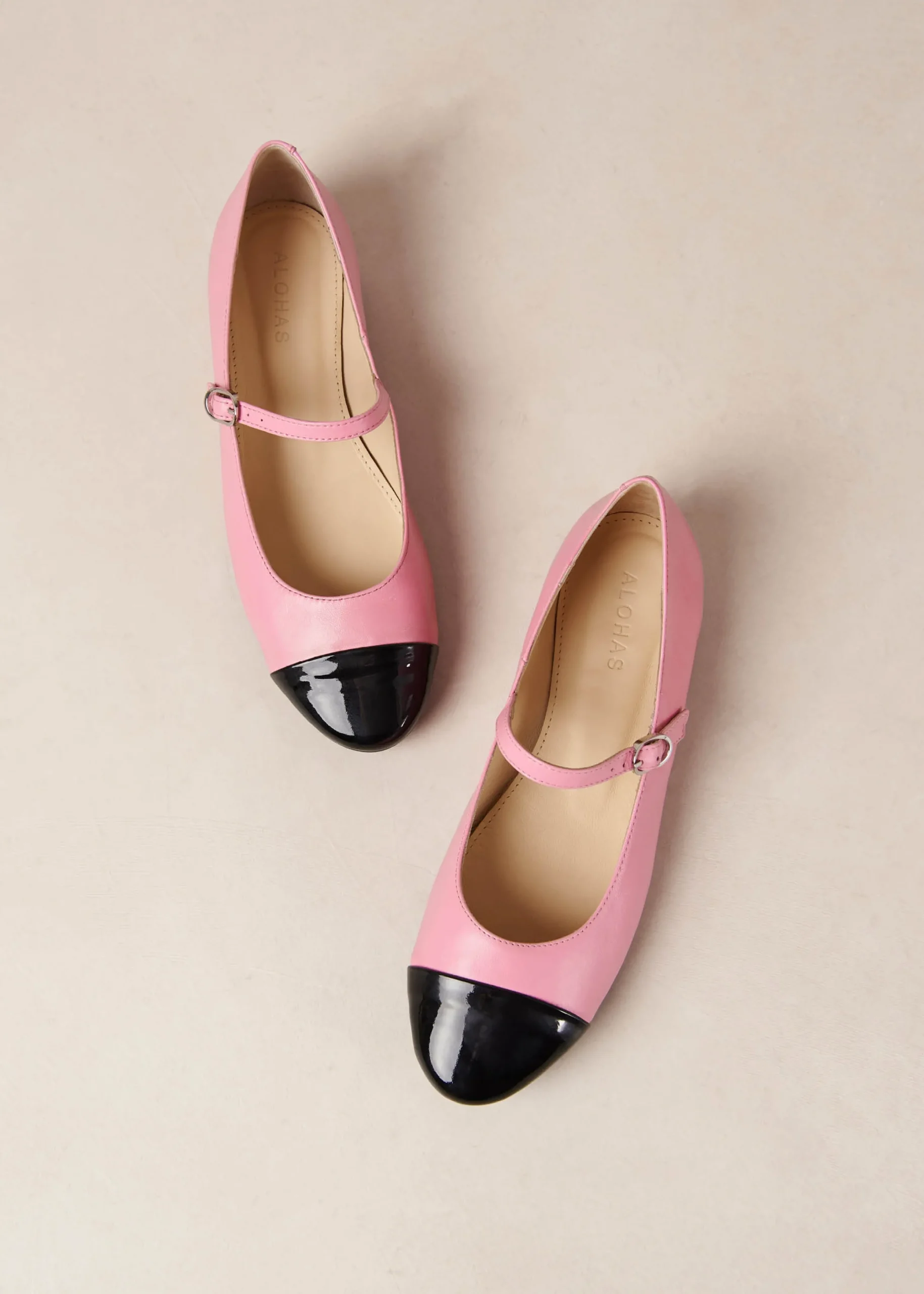 Musa Bicolor Black Pink Leather Ballet Flats