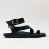 Myles Black Leather Sandals