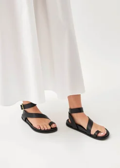 Myles Black Leather Sandals