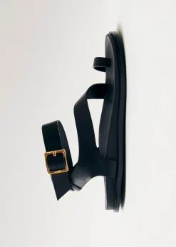Myles Black Leather Sandals