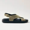 Nico Suede Khaki Leather Sandals