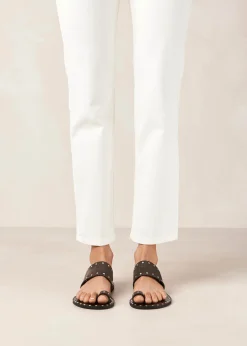Riley Grey Leather Sandals
