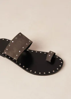 Riley Grey Leather Sandals