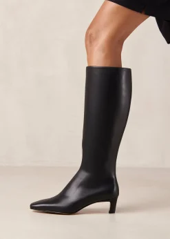 Rory Black Leather Boots