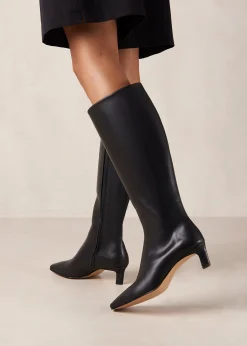 Rory Black Leather Boots