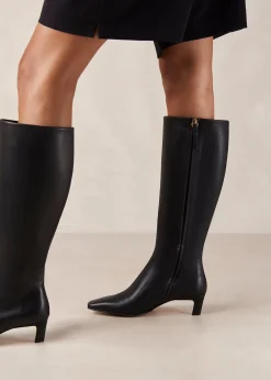 Rory Black Leather Boots