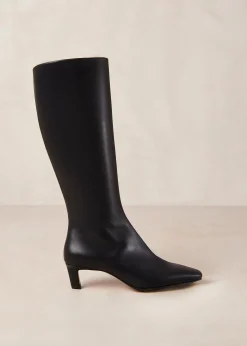 Rory Black Leather Boots