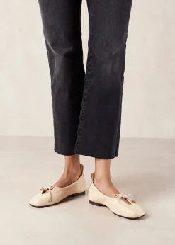 Rosalind Cream Leather Ballet Flats