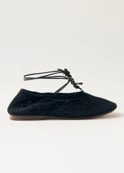 Rosemary Crochet Black Ballet Flats