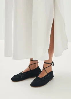 Rosemary Crochet Black Ballet Flats