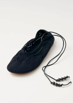 Rosemary Crochet Black Ballet Flats