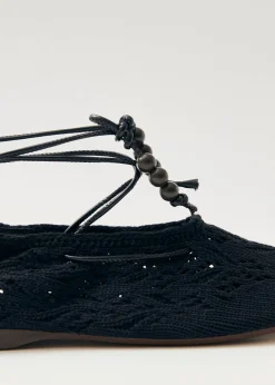 Rosemary Crochet Black Ballet Flats