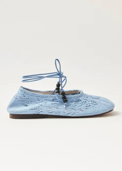 Rosemary Crochet Blue Ballet Flats