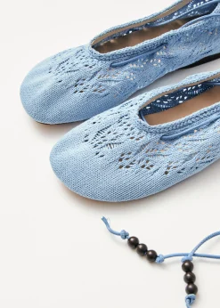 Rosemary Crochet Blue Ballet Flats