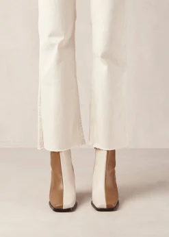 South Bicolor Camel Beige Leather Ankle Boots