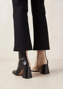 South Bicolor Stone Beige Black Leather Ankle Boots