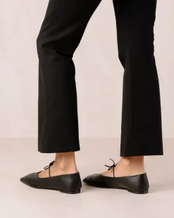 Sway Black Leather Ballet Flats