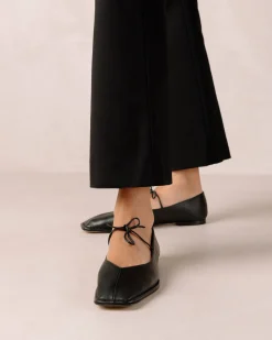 Sway Black Leather Ballet Flats