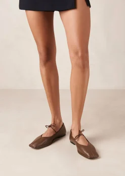 Sway Chestnut Brown Leather Ballet Flats
