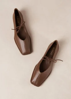 Sway Chestnut Brown Leather Ballet Flats
