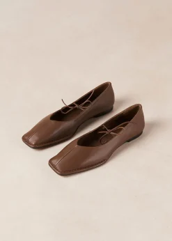 Sway Chestnut Brown Leather Ballet Flats