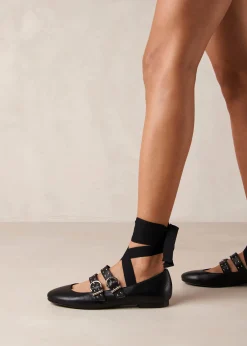 Thekla Black Leather Ballet Flats