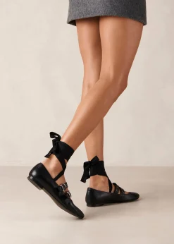 Thekla Black Leather Ballet Flats