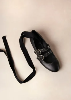 Thekla Black Leather Ballet Flats