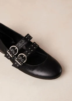 Thekla Black Leather Ballet Flats