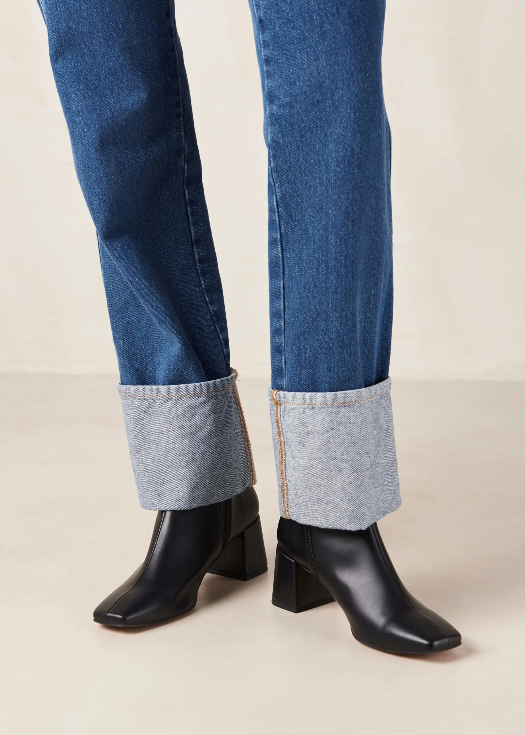 Watercolor Black Vegan Leather Ankle Boots