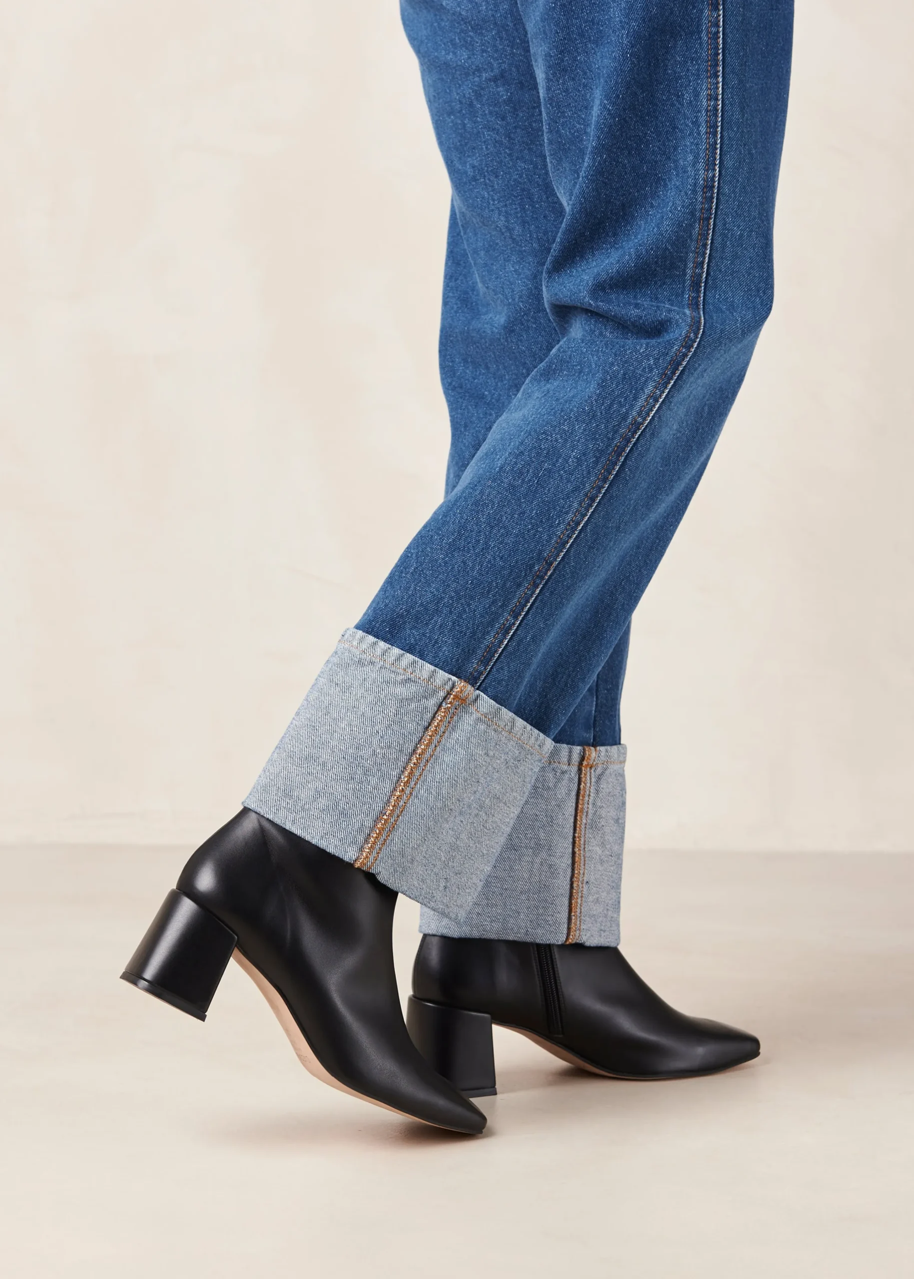 Watercolor Black Vegan Leather Ankle Boots