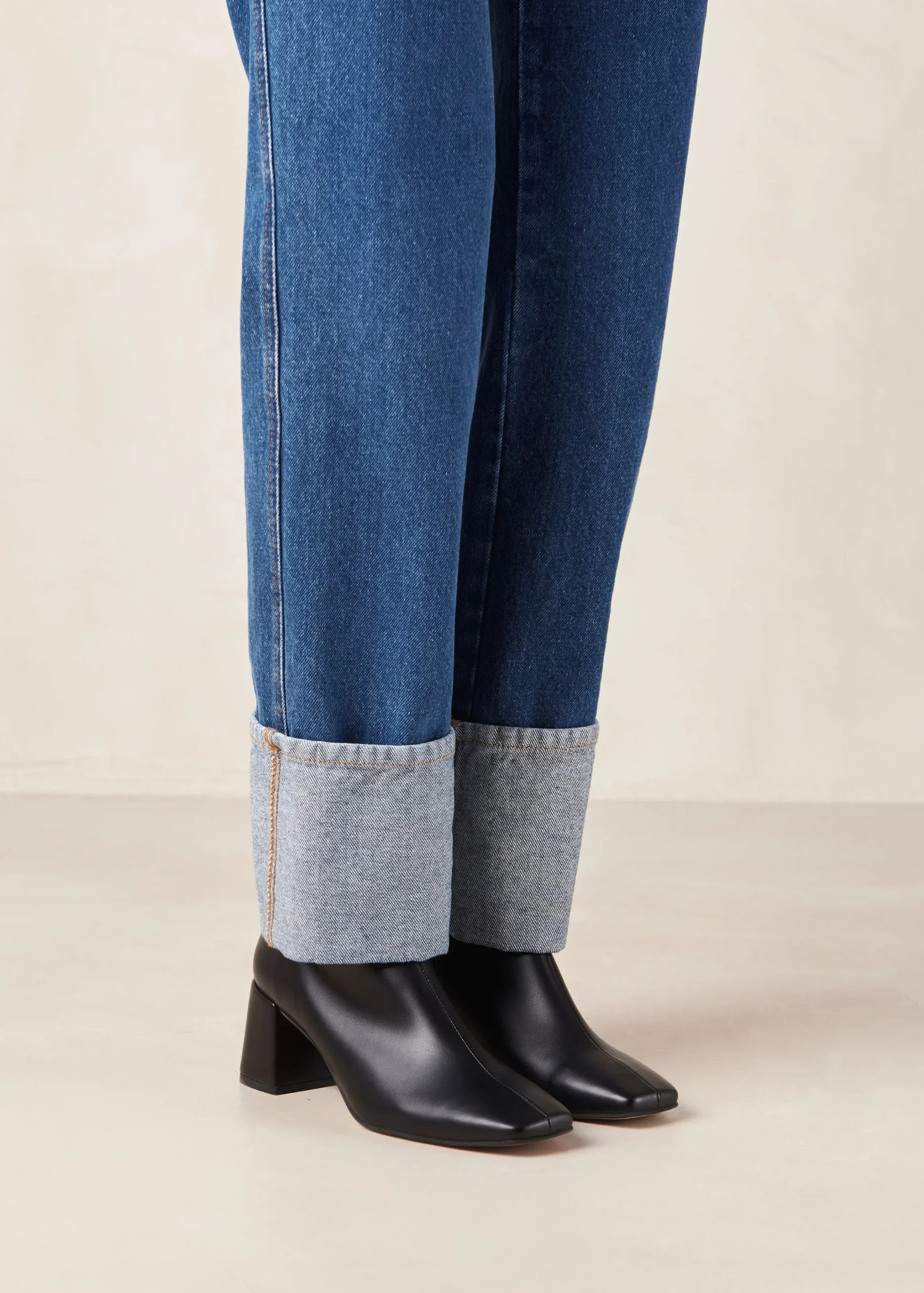 Watercolor Black Vegan Leather Ankle Boots