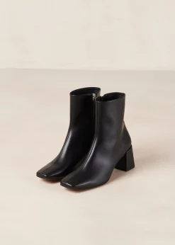 Watercolor Black Vegan Leather Ankle Boots