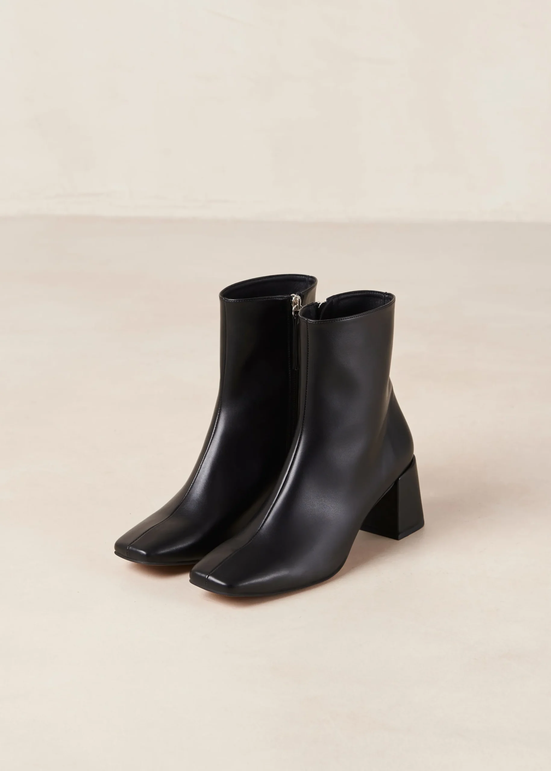 Watercolor Black Vegan Leather Ankle Boots