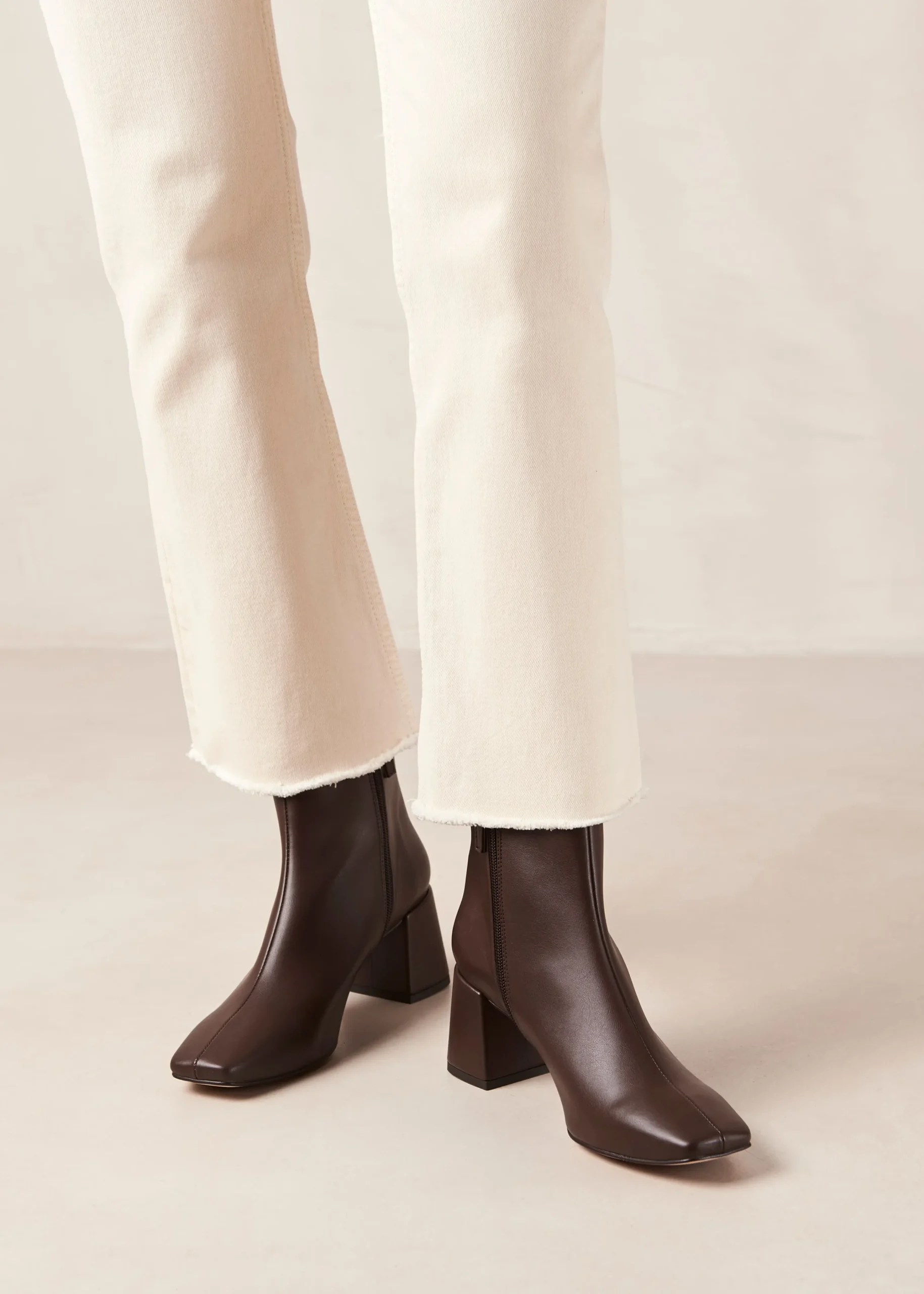 Watercolor Umber Brown Vegan Leather Ankle Boots
