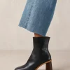 West Vintage Black Leather Ankle Boots