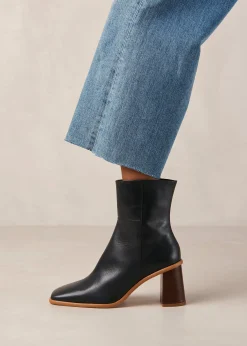 West Vintage Black Leather Ankle Boots