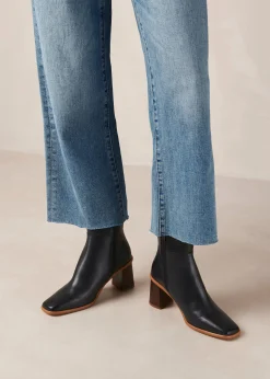 West Vintage Black Leather Ankle Boots