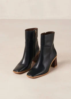 West Vintage Black Leather Ankle Boots