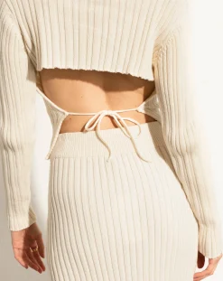Wise Opened Knit Skirt Off White