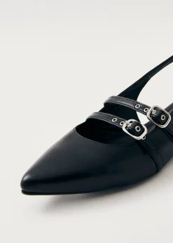 Wren Black Leather Ballet Flats